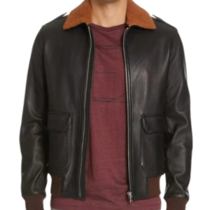 Man wearing a Black Aviator Jacket