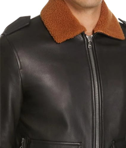 collar of Black Aviator Jacket