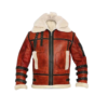 Bomber Shearling Leather Jacket with transparent background