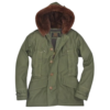 olive green parka jacket with transparent backgound