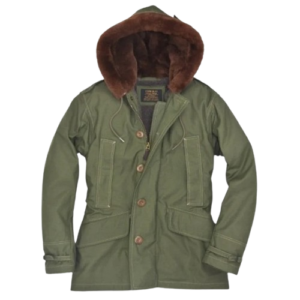 olive green parka jacket with transparent backgound