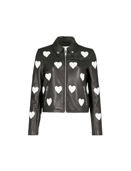 Black Heart Log Leather Jacket