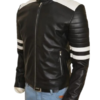 biker leather jacket with transparent background in black and white