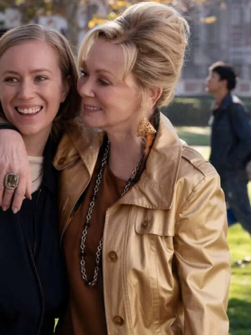 <h2>Jean Smart Hacks Tv Series Deborah Vance Golden Leather Trench Coat</h2>