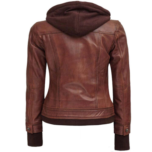 <div class="ProductName"> <h1 class="ProductDetailsTitle">Womens Cognac Leather Bomber Jacket With Removable Hood</h1> </div> <div class="ProductReviewbadge"> <div class="ProductPrimDelivery"> <div> <div align="left"></div> </div> </div> </div>