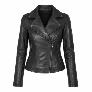 Onyx Black Slim Fit Leather Biker Jacket