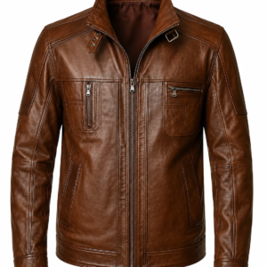 Men’s Brown Vintage Leather Utility Jacket