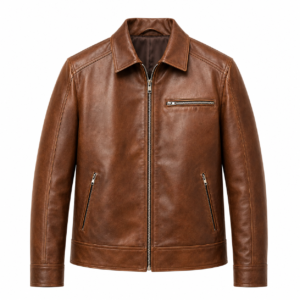 Men’s Brown Classic Leather Zip Jacket