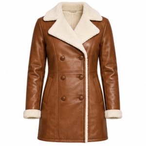 Tuscany Brown Shearling Lined Long Leather Coat